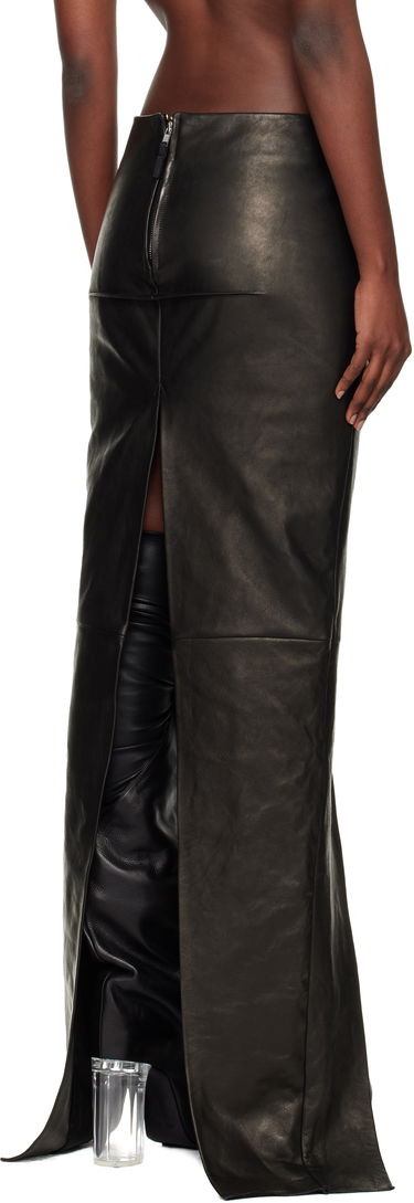 Hame Rick Owens Concordians Sliced Draped Leather Maxi Skirt Musta | RO02E4387 LNV, 2