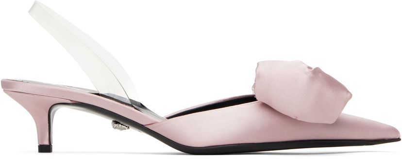 Tennarit ja kengät Versace Satin Slingback Heels With Bow Detail Vaaleanpunainen | 1015424_1A08415_1PT2P