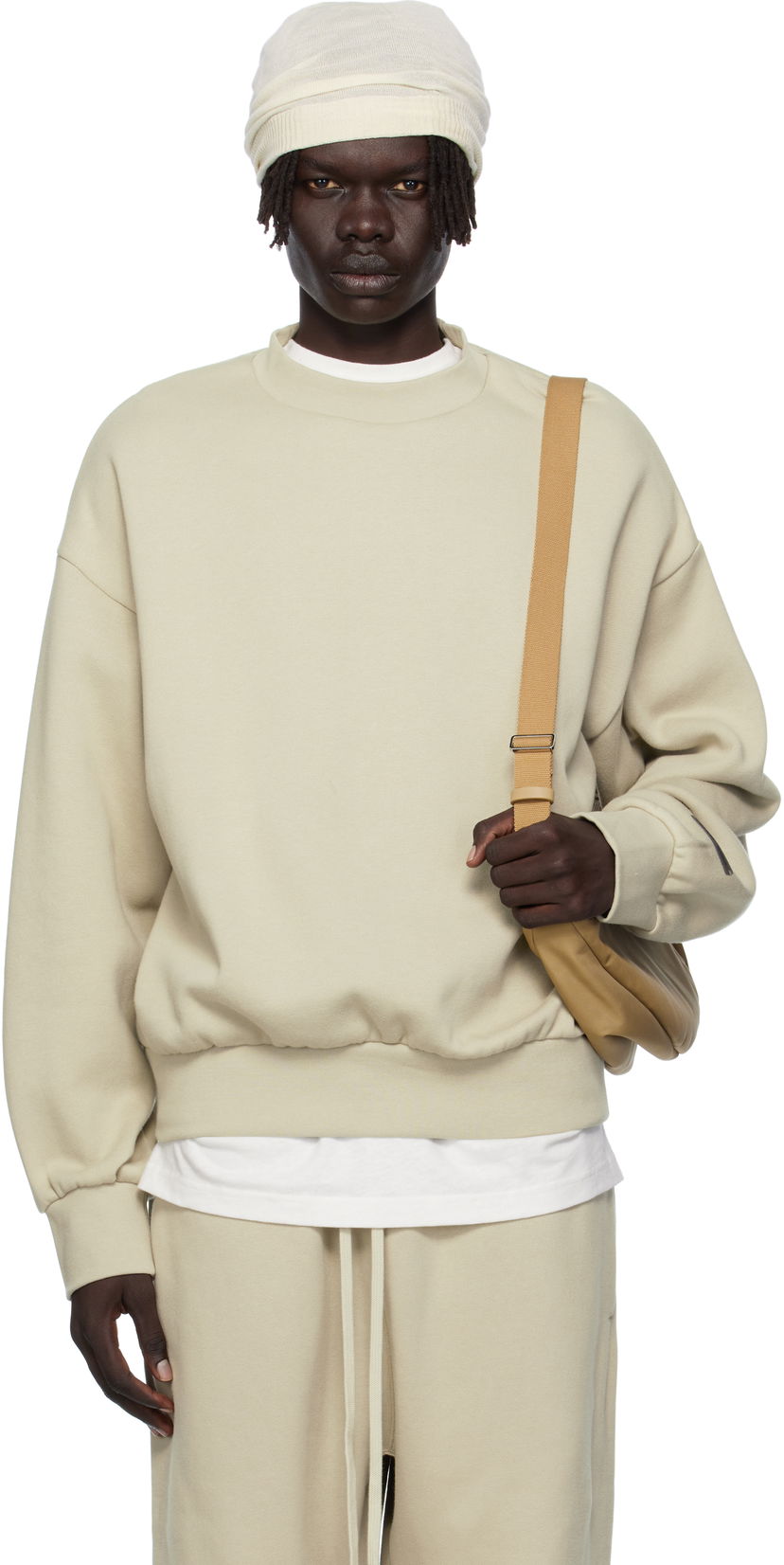 Huppari Fear of God Fear of God ESSENTIALS Classic Fit Fleece Crewneck Sweatshirt Beige | 192SP252046F
