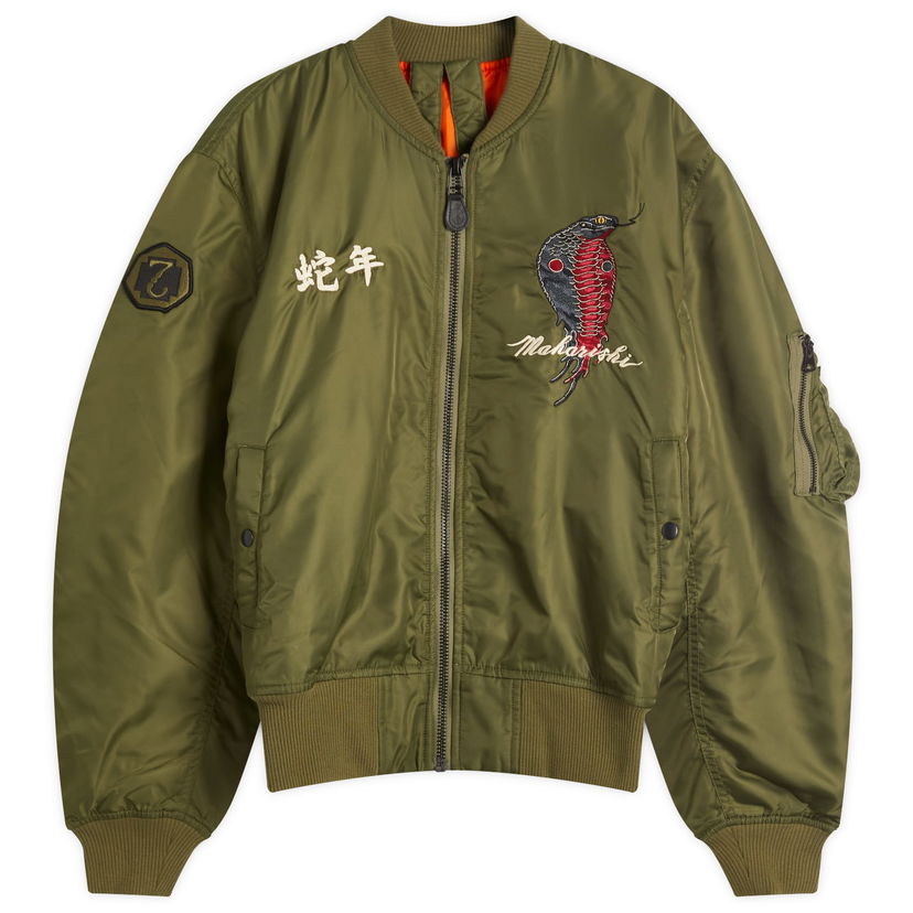 Bomber-takki Maharishi Maharishi Year Of The Snake MA-1 Flight Jacket, Size Large Vihreä | 6089-OLV