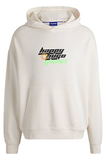 Huppari BOSS Happy HUGO Oversized Cotton-Terry Hoodie Valkoinen | 50536113