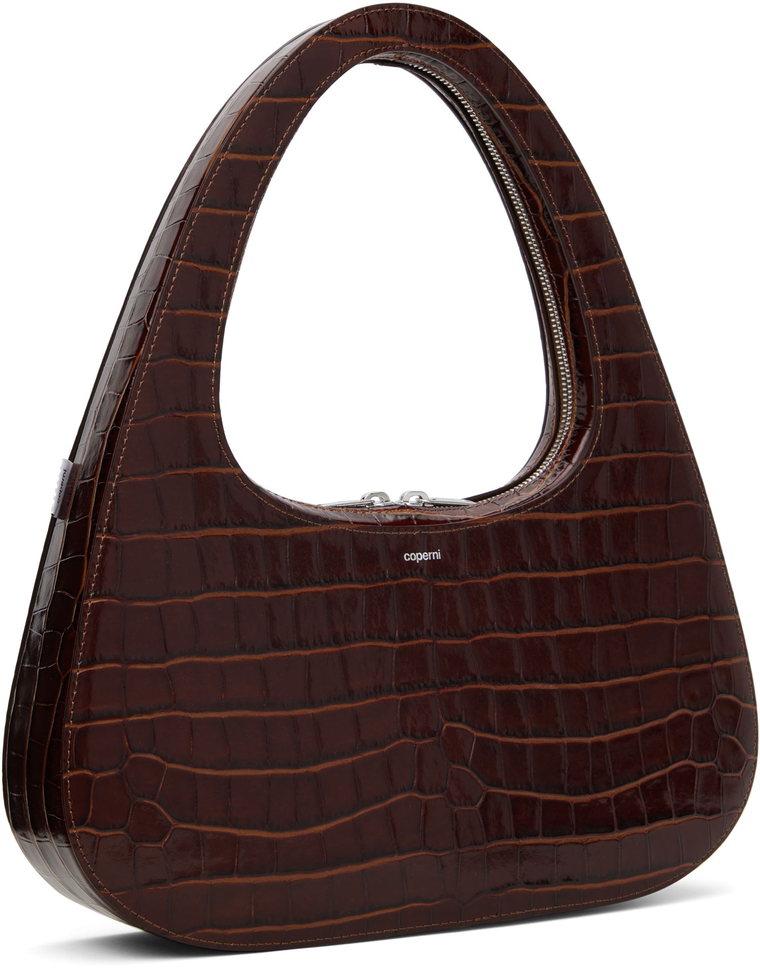 Käsilaukku Coperni Coperni Croco Embossed Large Swipe Baguette Bag Ruskea | COPBA85F6032, 1
