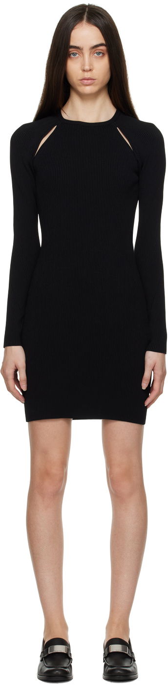 Mekko rag & bone Rag & Bone Asher Shoulder Cutout Ribbed Knit Minidress Musta | WAS22HS048YL48