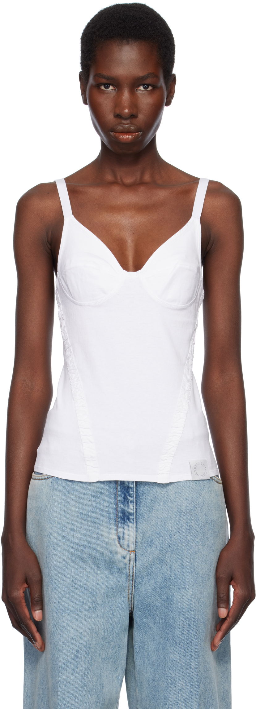 Tankkitoppi Stella McCartney Stella McCartney Corset-Inspired Sleeveless Top Valkoinen | 6J03763SPZ85