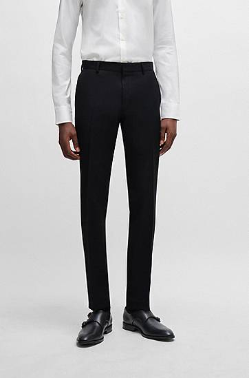 Housut BOSS Slim-Fit Virgin-Wool Serge Trousers Musta | 50469174, 1