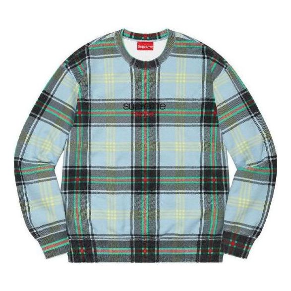 Villapaita Supreme Plaid Crewneck Sweatshirt Sininen | SUP-SS21-669