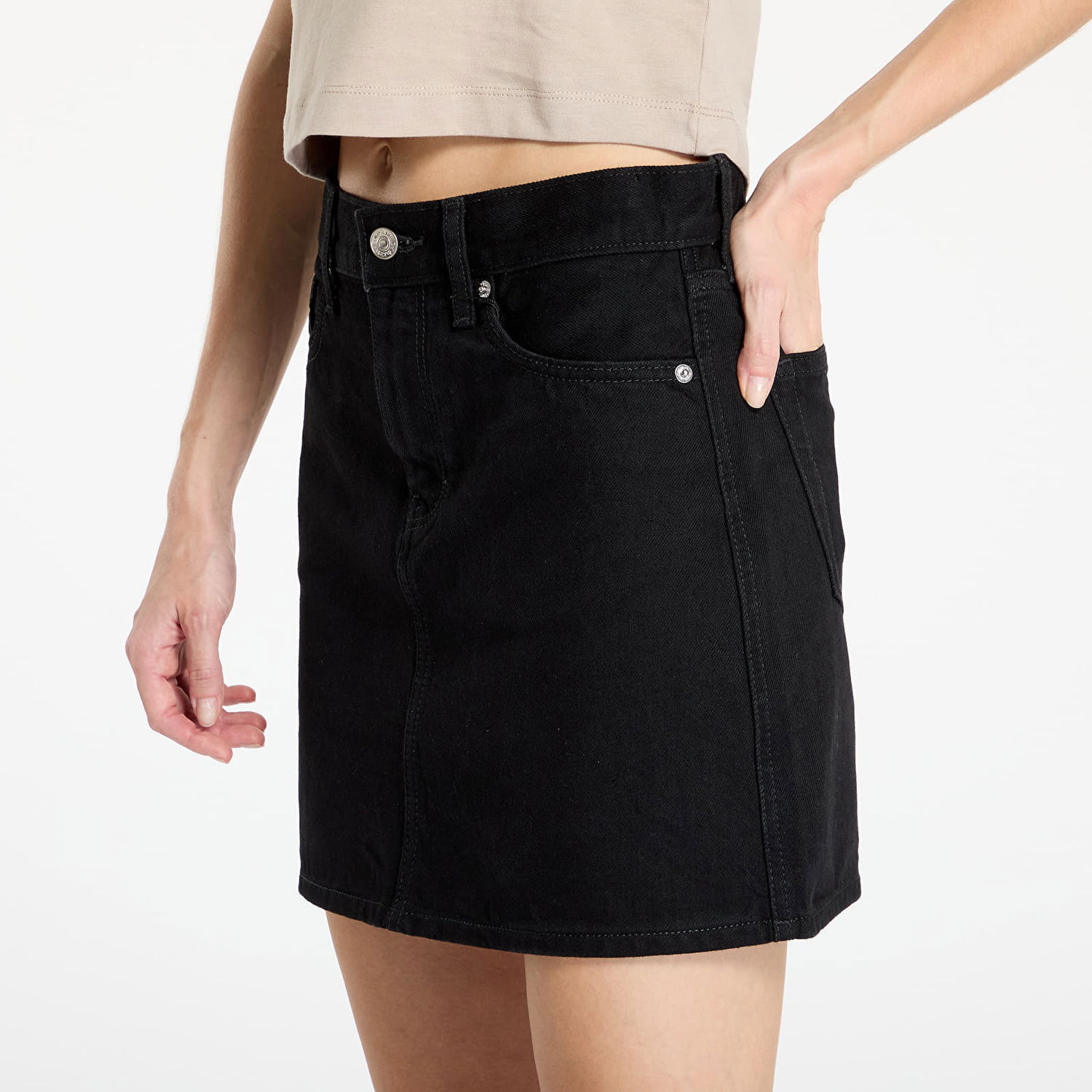 Hame CALVIN KLEIN Hero High Rise Mini Skirt Denim Classic Black Musta | 00040WL738 JW4, 1