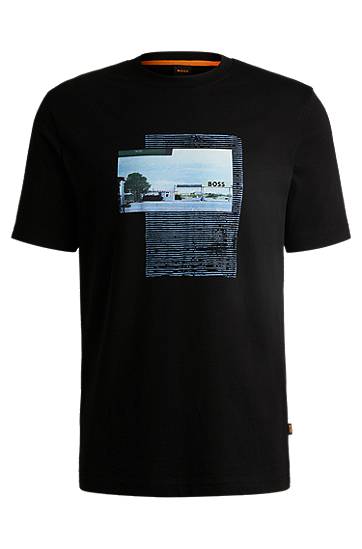 T-paita BOSS T-Shirt with Photographic Artwork Print Musta | 50539180