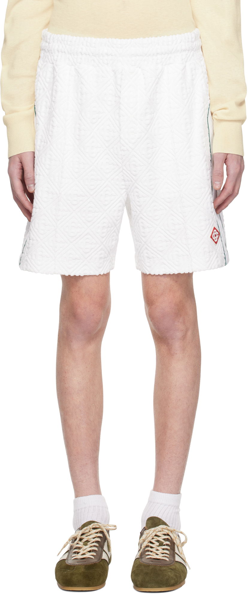 Shortsit Casablanca Jacquard Monogram Towelling Shorts Valkoinen | MPS25-JTR-223-01