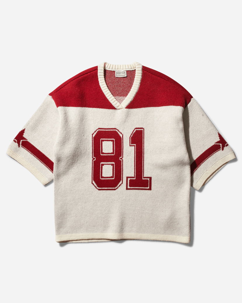 Jersey GUESS Football Jersey Sweater Petite Syrah / White Beige | W4BR02Z3GQ0 F5F7