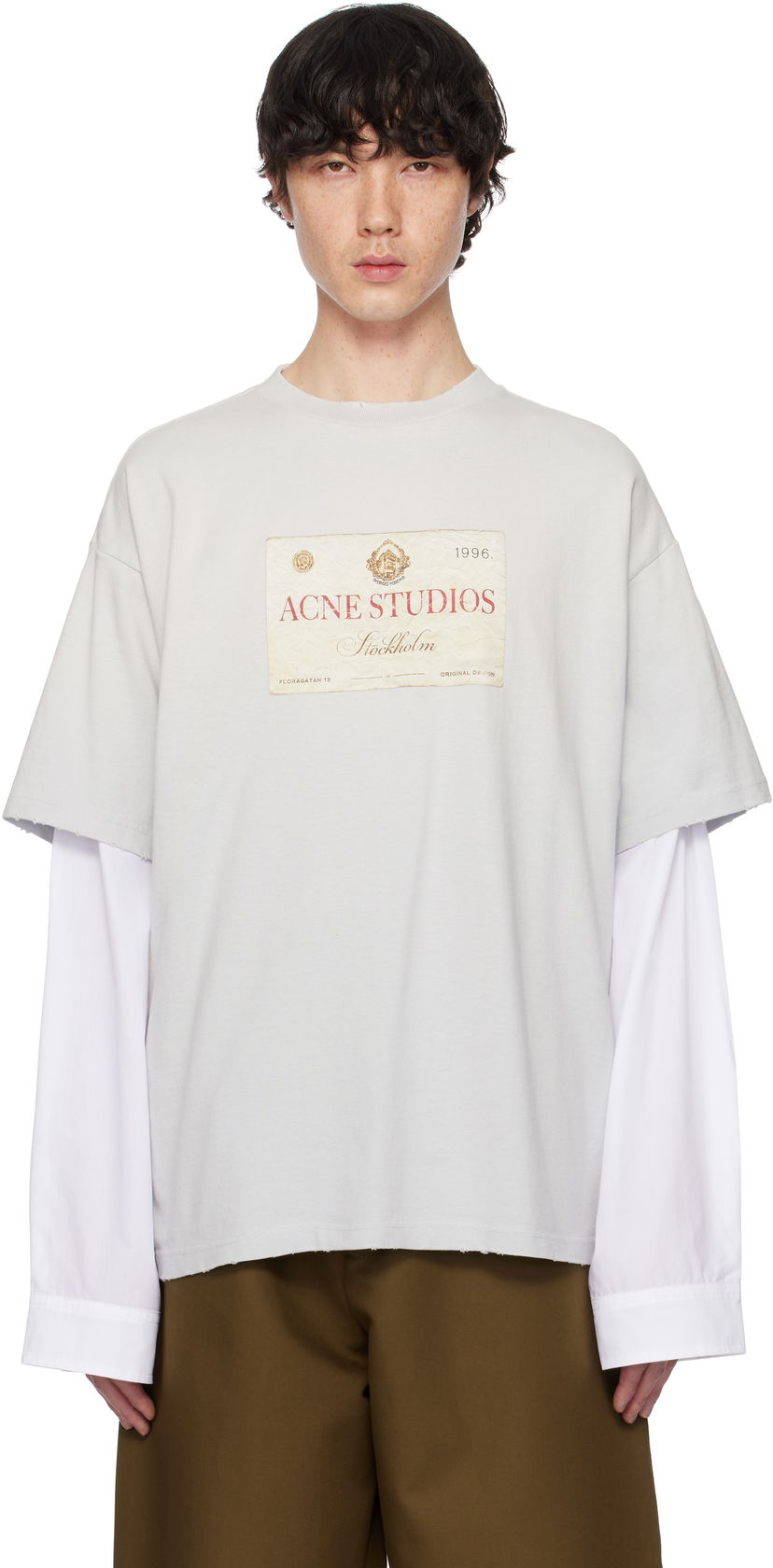 T-paita Acne Studios Acne Studios Layered Print T-Shirt Harmaa | CL0322-