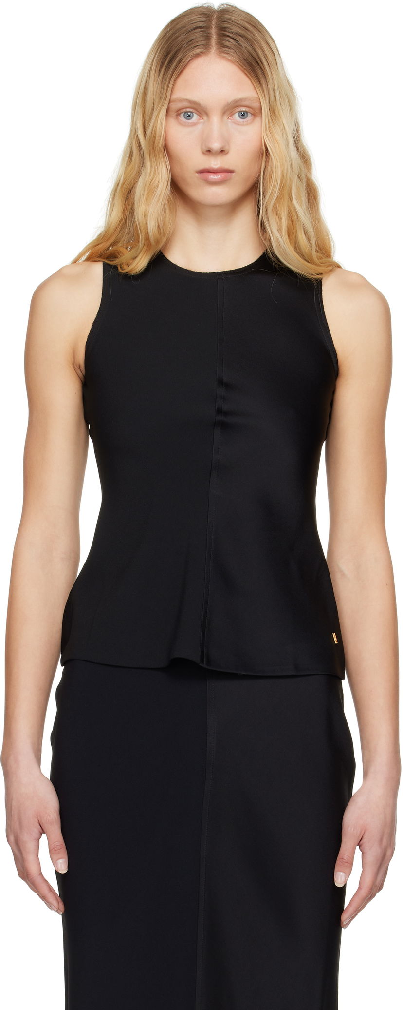 Tankkitoppi AMI AMI Paris Sleeveless Peplum Tank Top Musta | FTP066.AC0014