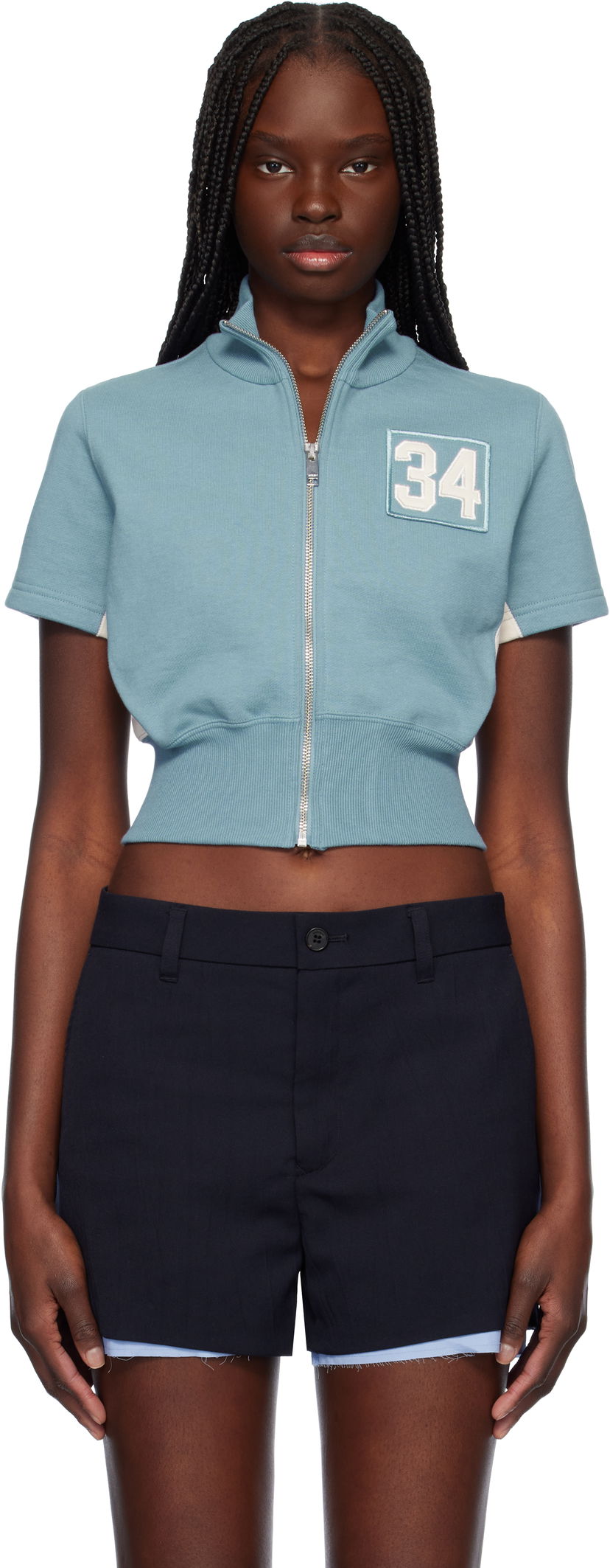 Villapaita Ambush AMBUSH Cropped Zip T-Shirt Sininen | 12115346