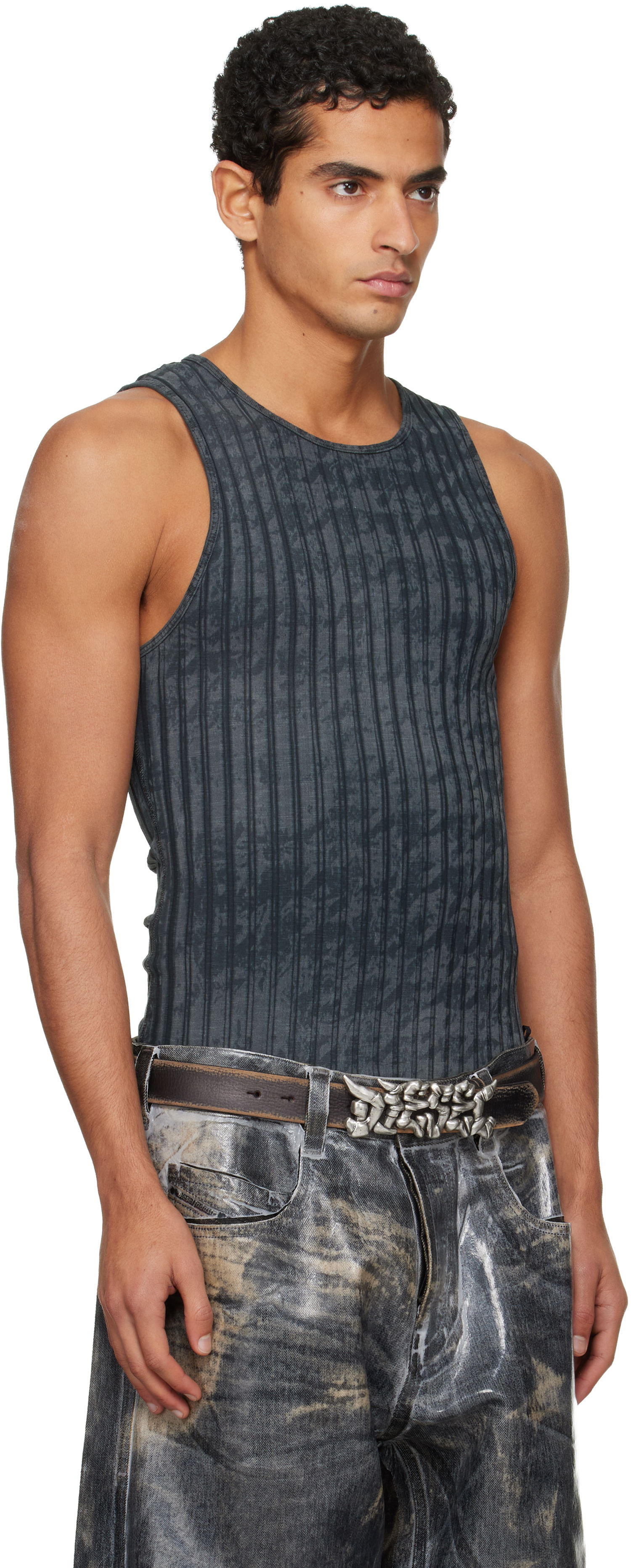 Tankkitoppi Diesel Ribbed Distressed Tank Top Harmaa | A21587-0QKBU-02A, 1