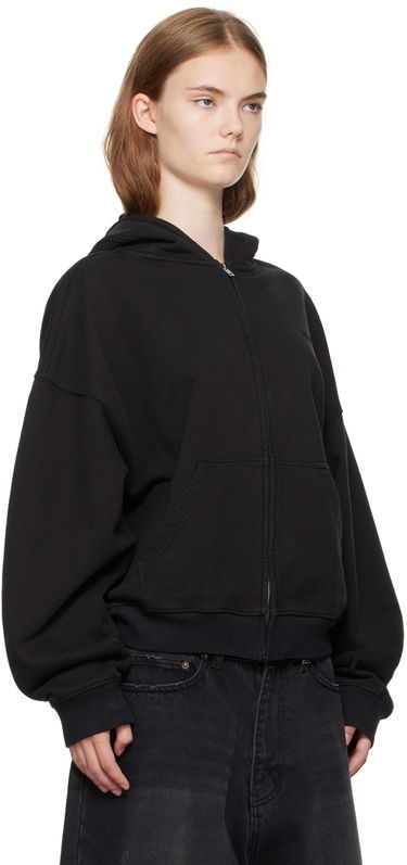 Huppari We11done We11done Cropped Zip-Up Hoodie Musta | WD-TJ2-24-853-U-BK, 1