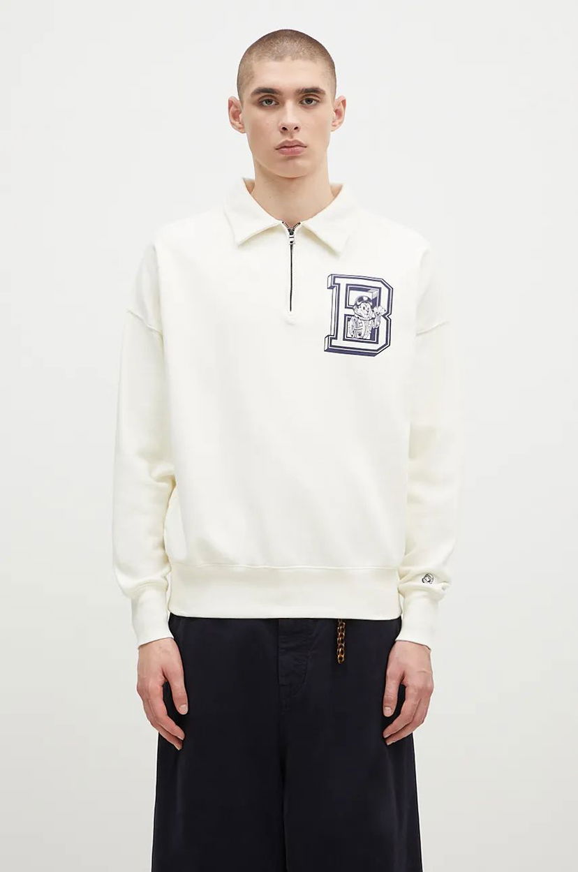 Poolopaita BILLIONAIRE BOYS CLUB College Print Quarter Zip Sweatshirt Valkoinen | B24343