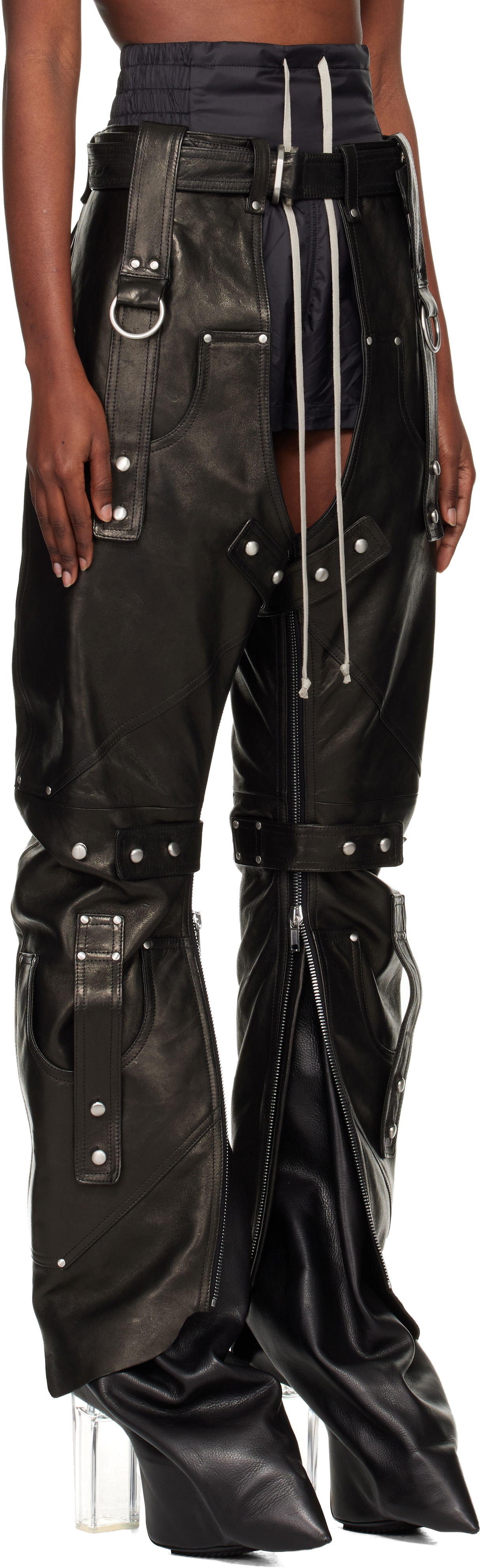 Housut Rick Owens Concordians Leo Prothmann Edition Chaps Leather Trousers Musta | RO02E4436 LNV, 1