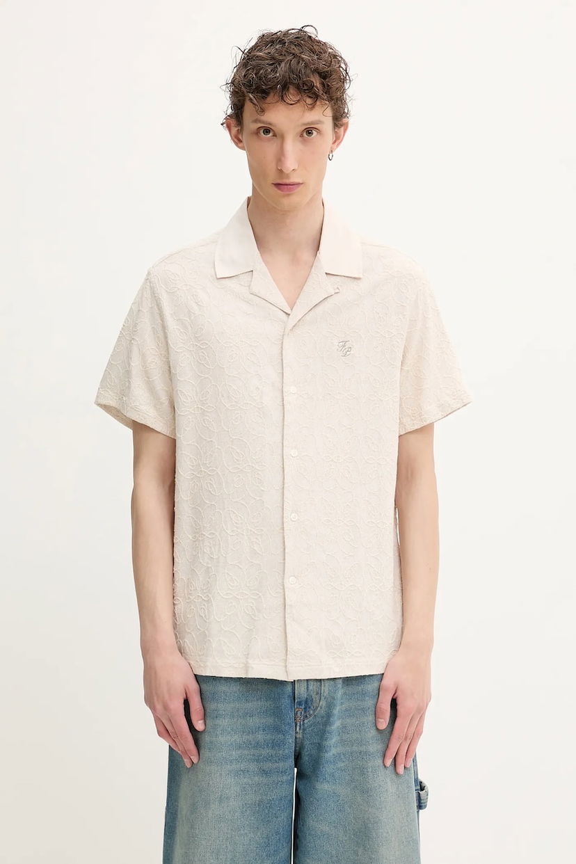 Paita Filling Pieces Filling Pieces Resort Linen Blend Shirt Beige | 91799809978