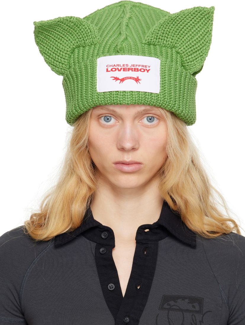 Pipo Charles Jeffrey Loverboy Charles Jeffrey LOVERBOY Chunky Knit Ears Beanie Vihreä | 54130304