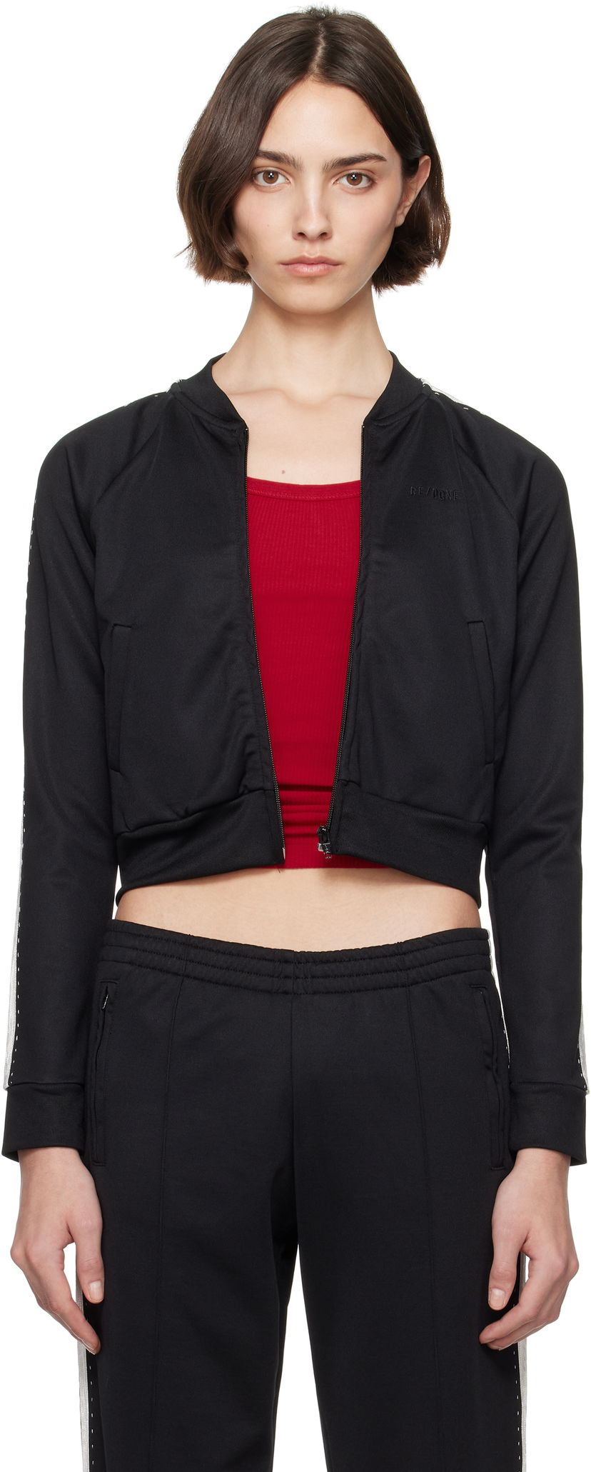 Bomber-takki RE/DONE Re/Done Sunland Cropped Track Jacket Musta | 374-06WTRKJKT