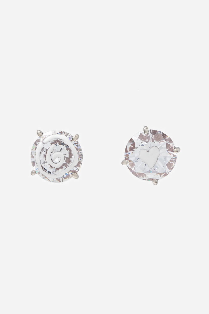 Korvakorut Maison Margiela MM6 Maison Margiela Stud Earrings with Spiral and Heart Design Valkoinen | SM7VG0086.P8372.971