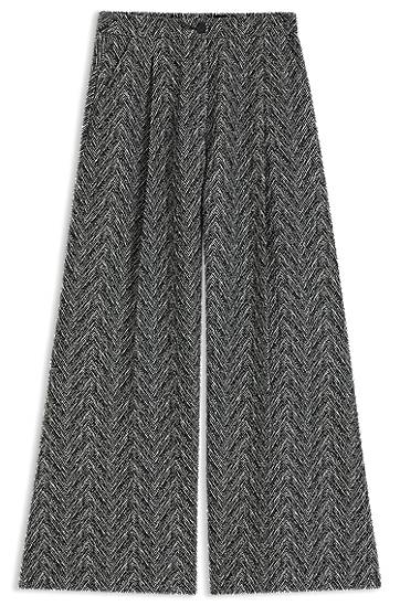 Housut BOSS Regular-fit wide-leg trousers in herringbone tweed Harmaa | 50548286