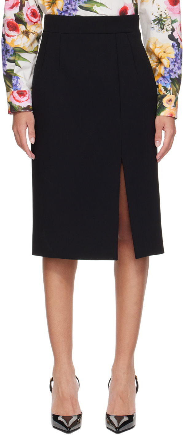 Hame Dolce & Gabbana Dolce&Gabbana Slit Midi Skirt Musta | F4CU7T FUBF1