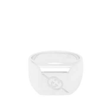Sormus Gucci Tag Square With Interlocking G Logo Signet Ring "Sterling Silver" Metallinen | YBC774046001, 0