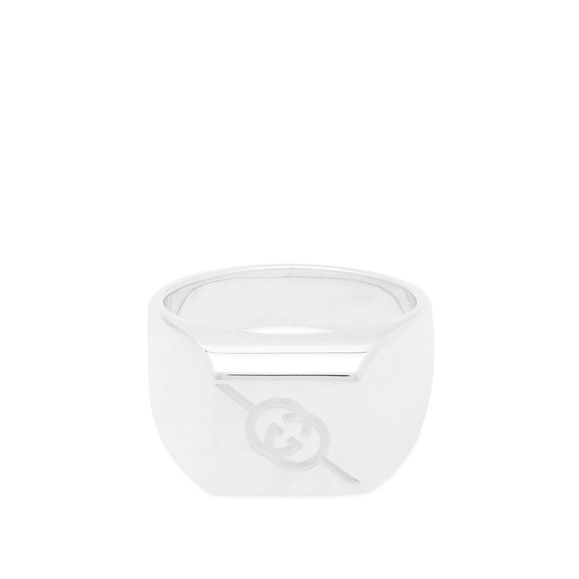 Sormus Gucci Tag Square With Interlocking G Logo Signet Ring "Sterling Silver" Metallinen | YBC774046001