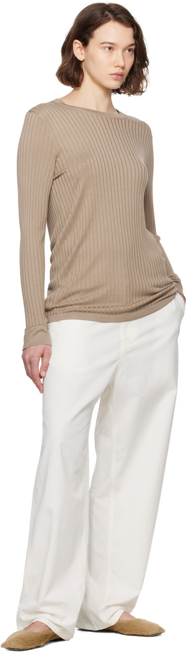 Villapaita The Row The Row Keya Ribbed Knit Sweater Beige | 8970-Y913, 3