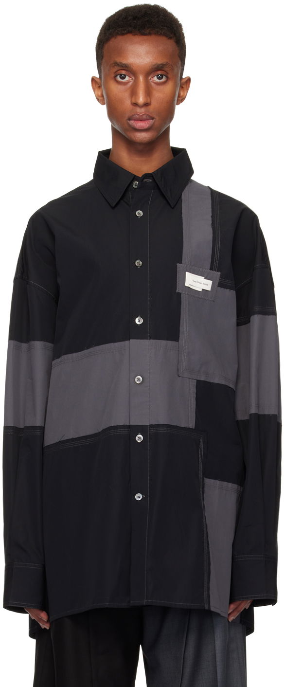 Paita Feng Chen Wang Feng Chen Wang Deconstructed Patchwork Shirt Musta | FMF18SR02
