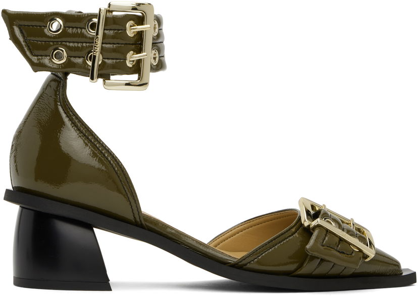 Tennarit ja kengät GANNI GANNI Buckle Open Cut Heels Vihreä | S2868