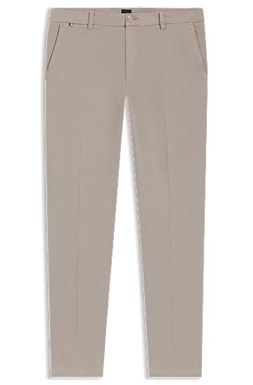 Housut BOSS Modern-Fit Stretch Cotton Twill Trousers Beige | 50543304