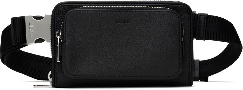 Vyötärölaukku BOSS BOSS Pebble-Grained Leather Wallet Bag Musta | 50529286