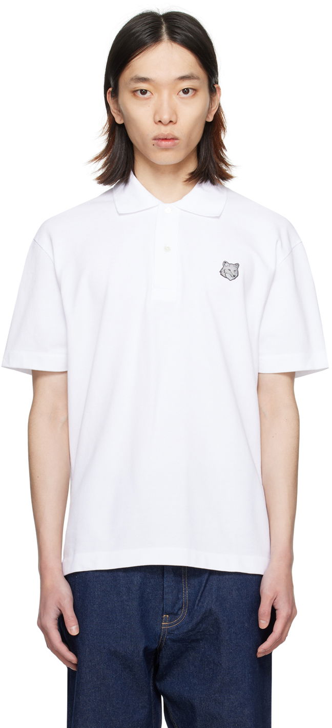 Poolopaita MAISON KITSUNÉ Bold Fox Head Polo Valkoinen | MM00207KJ7010P100