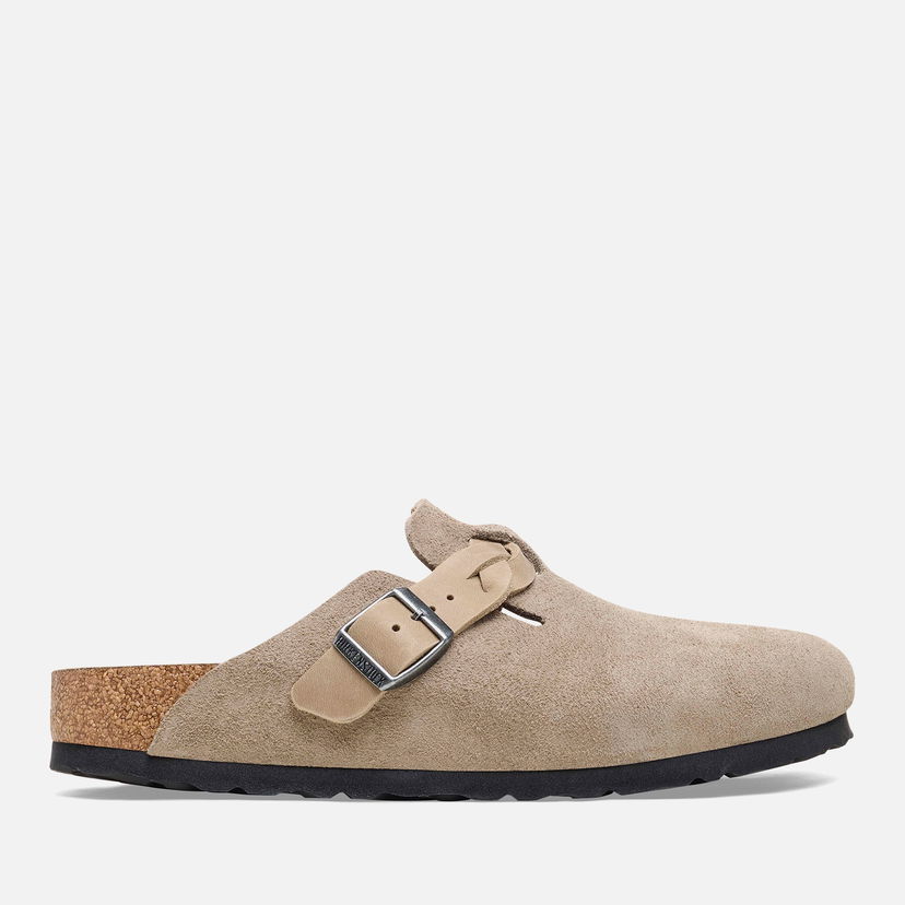Tennarit ja kengät Birkenstock Boston Slim Fit Suede Braided Mules Taupe Beige | 1026694