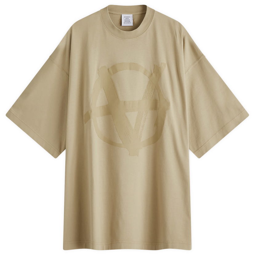 T-paita VETEMENTS Vetements Double Anarchy Oversized T-Shirt, Size Large Beige | UA66TR655T