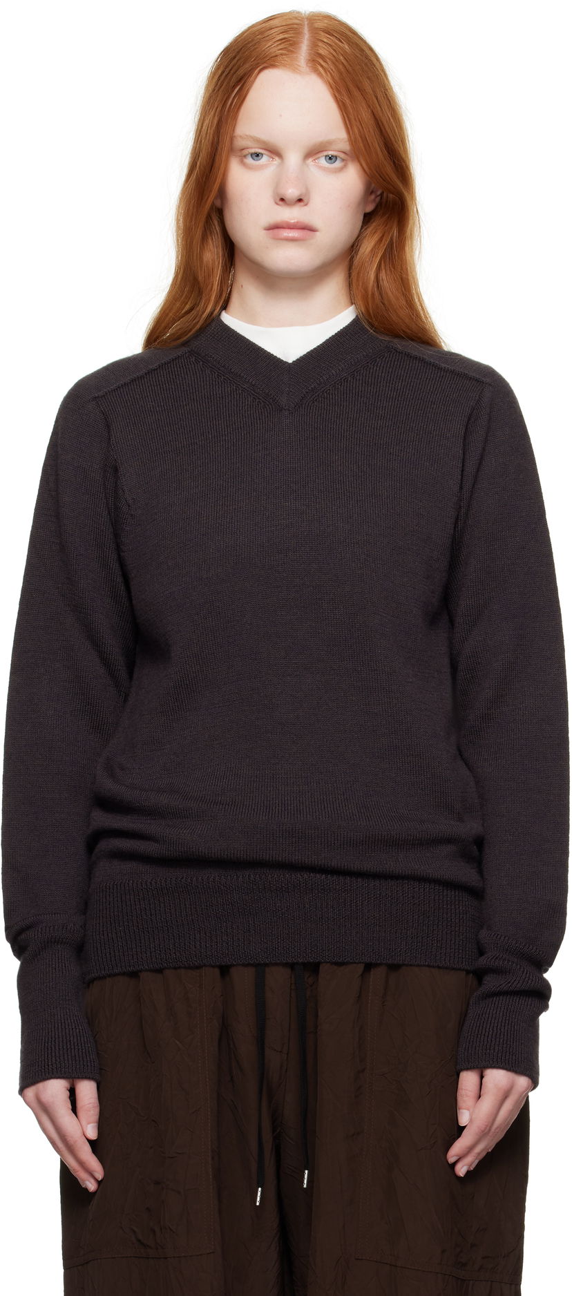 Villapaita Studio Nicholson Studio Nicholson Inverness V-Neck Sweater Ruskea | INVERNESS SN - 1501