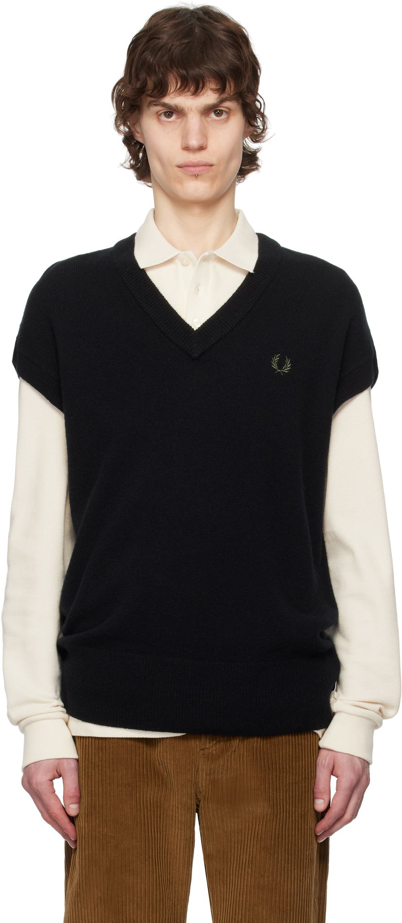 Villapaita Fred Perry Fred Perry Lambswool Knit Vest Musta | K8567