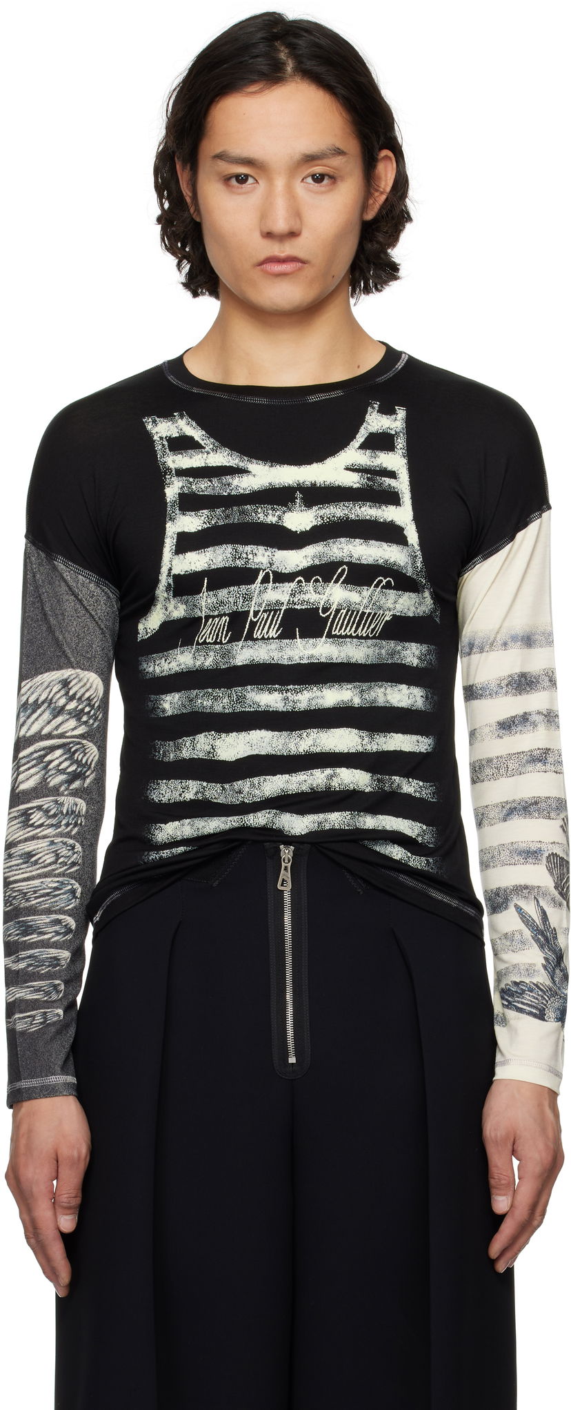 T-paita Jean Paul Gaultier Jean Paul Gaultier Tattoo Top T-Shirt Musta | 25/34-F-TO267I-J089-0003