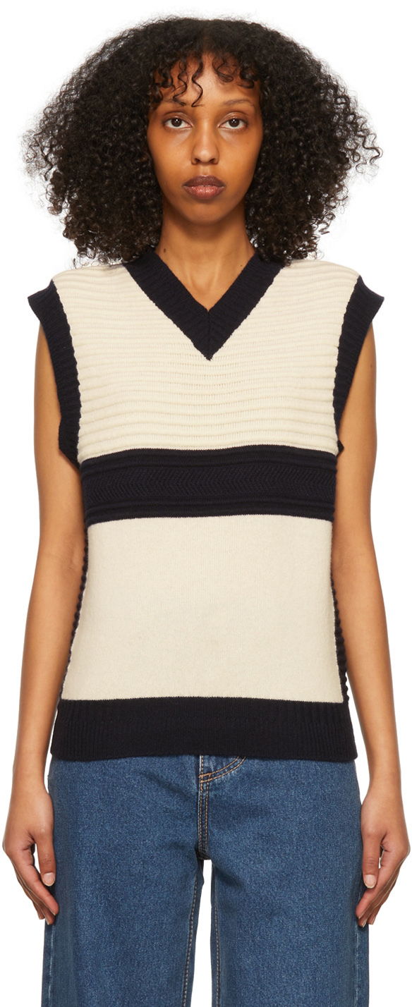 Villapaita Eytys Striped Knit Vest Valkoinen | MAMR