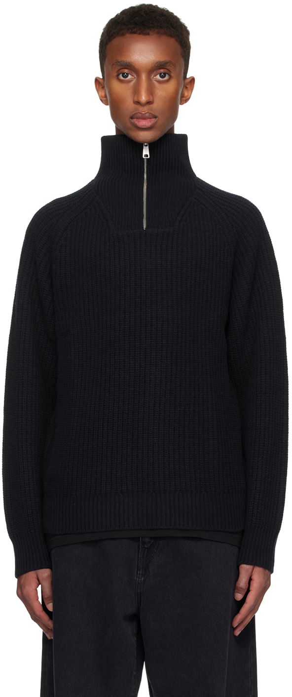 Villapaita Carhartt WIP Ribbed Half-Zip Sweater Musta | I033913