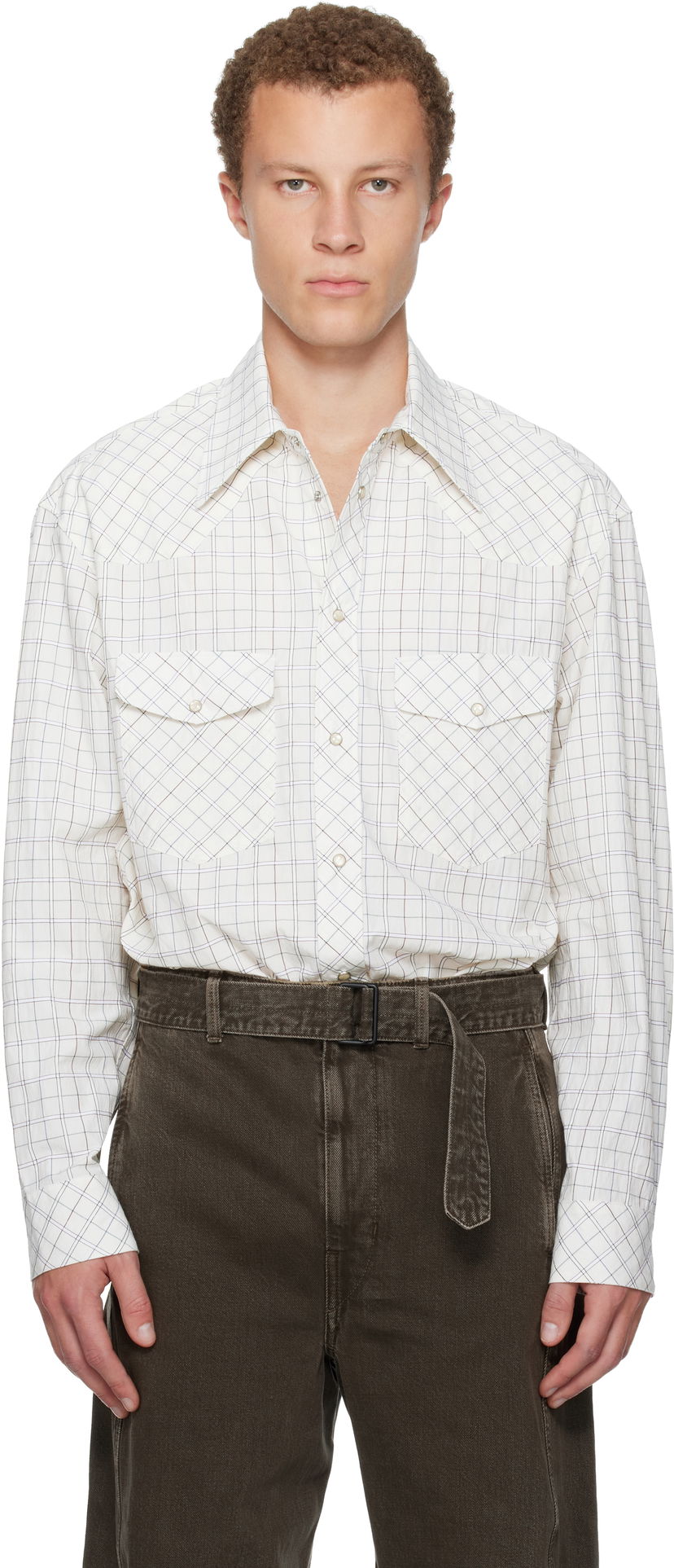 Paita LEMAIRE Checked Western Snap-Button Shirt Valkoinen | SH1209 LF1503