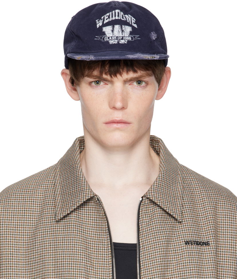 Korkki We11done We11done Distressed Collegiate Cap Tummansininen | WD-AH2-25-407-U-NV