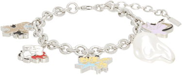 Rannerengas We11done We11done Silver-Tone Metal Monster Charms Bracelet with Faux Pearl Metallinen | WD-AJ2-25-525-U-SV, 0