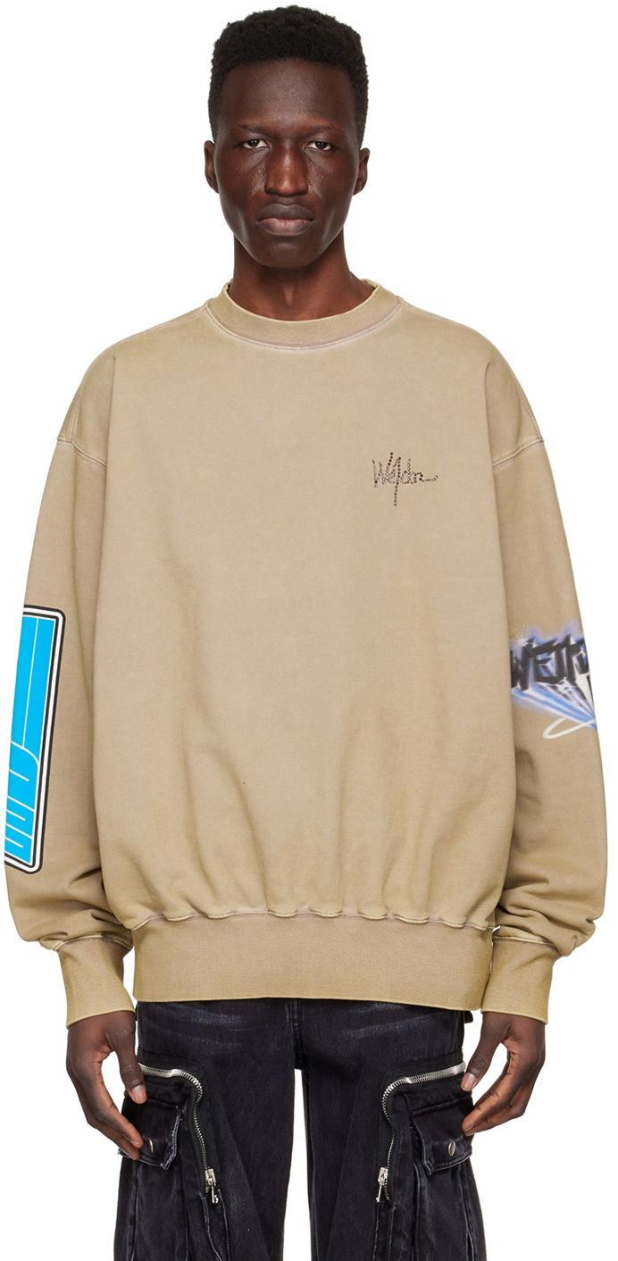 Villapaita We11done We11done Graphic Print Cotton Sweatshirt Beige | WD-TS1-22-667-U-KK