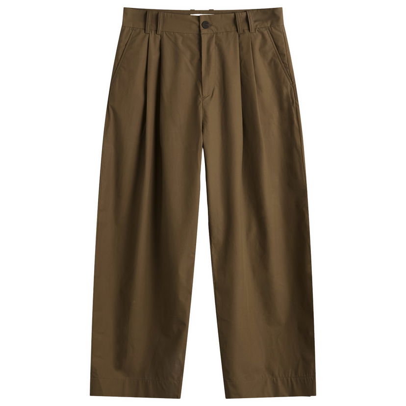 Housut Studio Nicholson Studio Nicholson Double Pleat Volume Pants, Size Large Ruskea | YALESNM-788-BLD