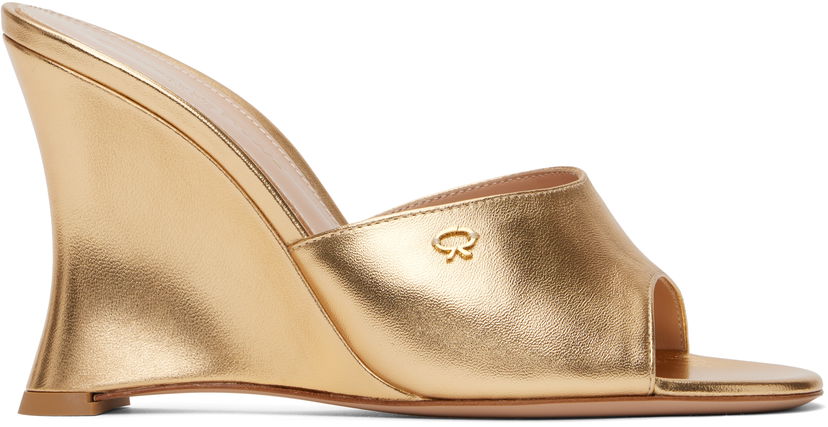 Asusteet Gianvito Rossi Gianvito Rossi Nappa Silk Wedge Sandals Metallinen | G10095-95RIC-NPS