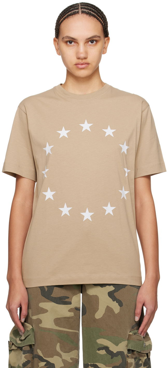 T-paita Études Wonder Star Print T-Shirt Beige | E24MM102A00762
