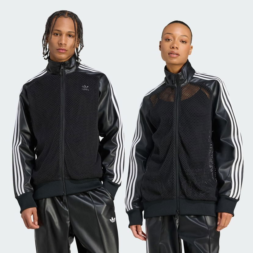 Bomber-takki adidas Performance adidas x Jeremy Scott Pride Faux Leather Mesh Track Jacket Musta | JY2016